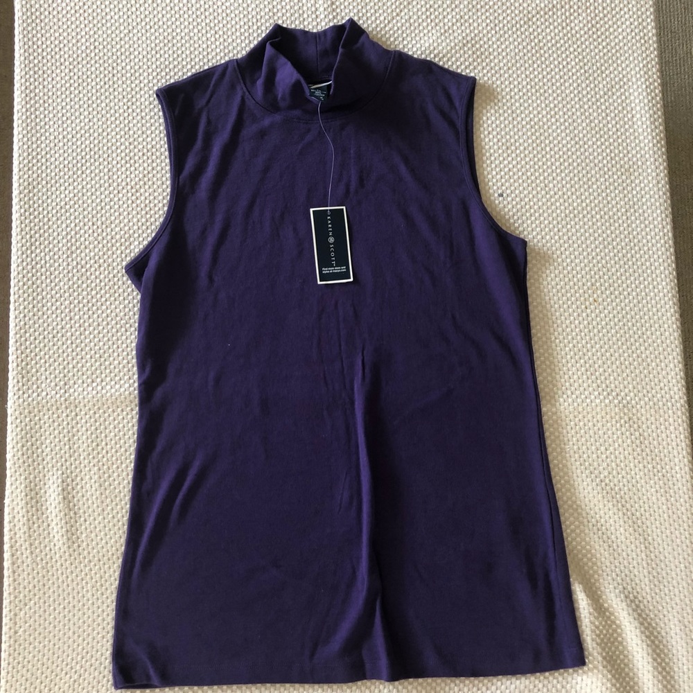 Karen Scott Mock-Neck Tank Top Cassis M